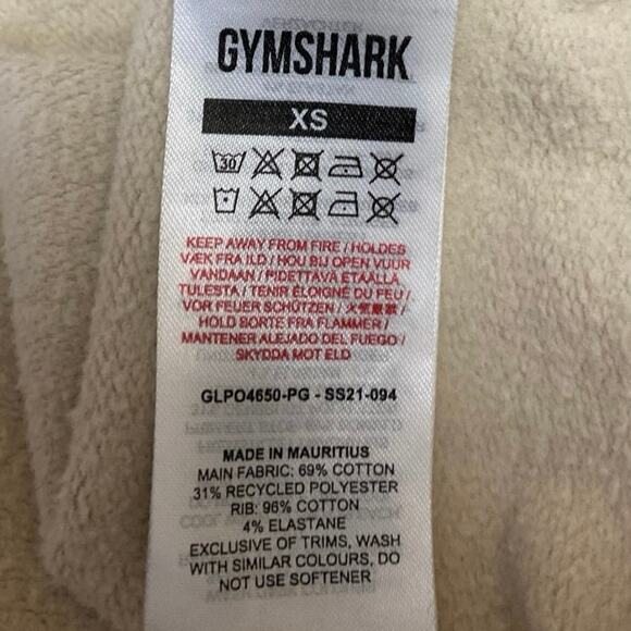 Gymshark Women's Beige Long Sleeve Fleece Hoodie Hooded Crop Sweatshirt Top XS - Picture 4 of 4